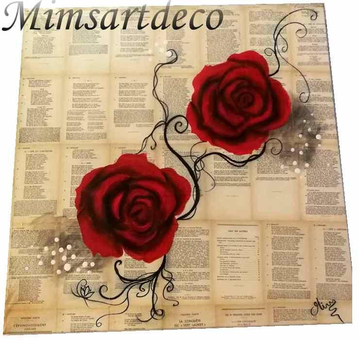 Tableau unique Rose rouge Ronsard Tableau unique Rose rouge Ronsard