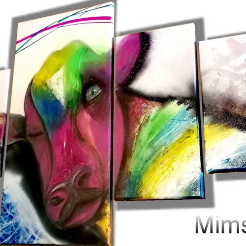 Tableau abstrait vache