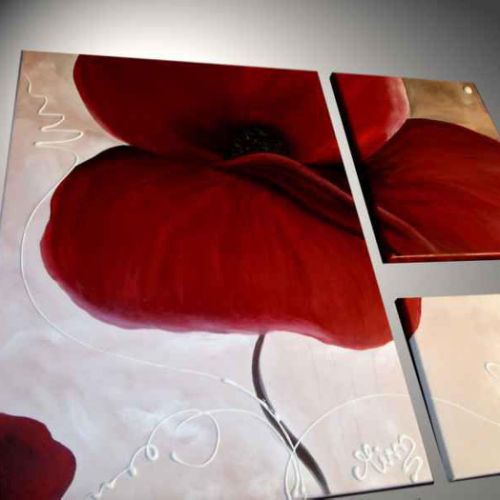 Tableau Coquelicot fond Beige