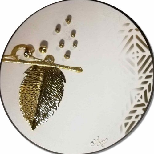 tableau rond ethnique blanc