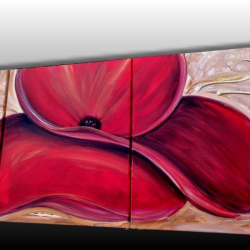 Tableau triptyque Eclosion rouge