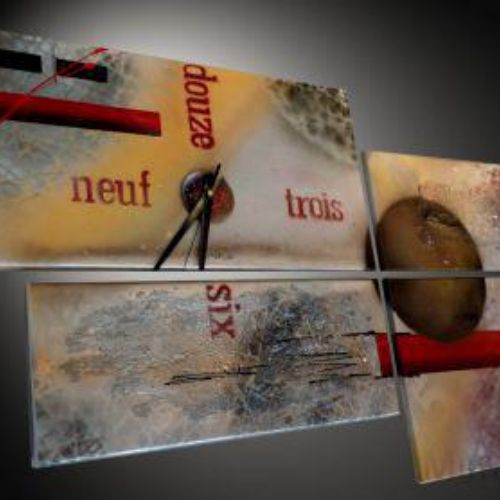 Tableau abstrait horloge D‘or et déjà