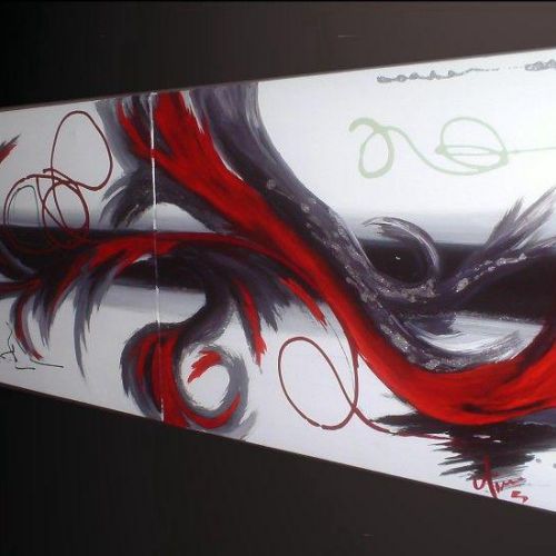 Tableau moderne Orphée Carmin