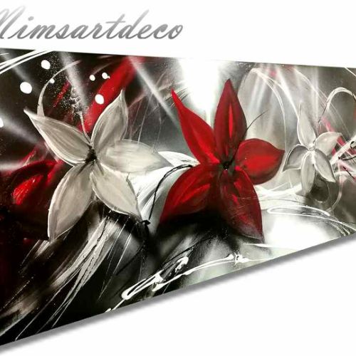 Tableau floral rouge et blanc