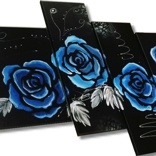 Tableau roses bleu