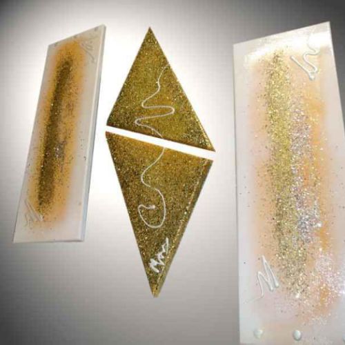 Tableau abstrait Metal Flake Or