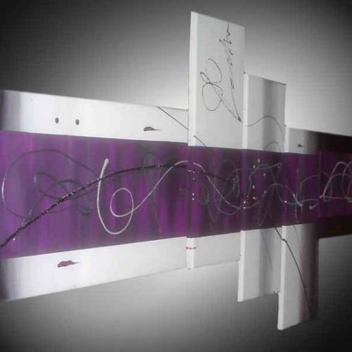 Tableau abstrait mauve et blanc Valsynium