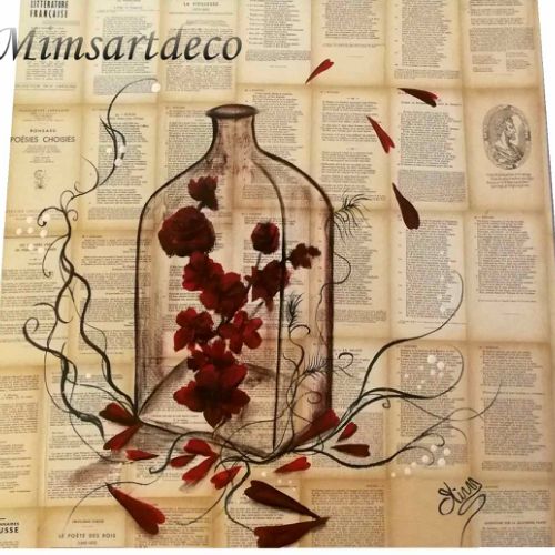 Tableau unique Fleurs rouge Ronsard