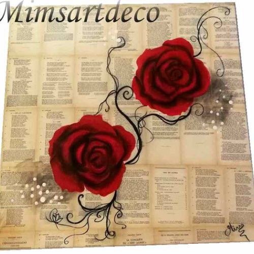Tableau unique Rose rouge Ronsard