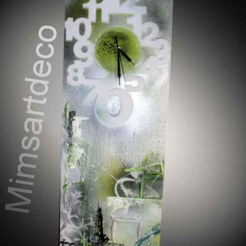 Tableau horloge vert Garden