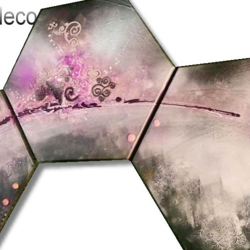 Tableau abstrait vieux rose