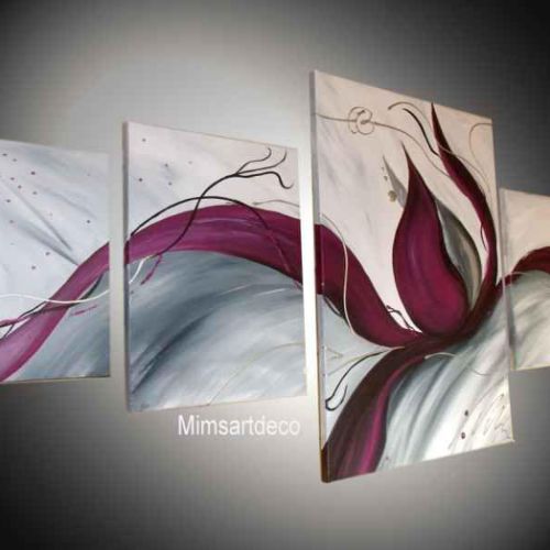 Tableau abstrait Lotus Pourpre