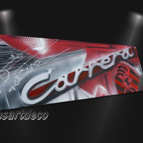 Tableau design PORSCHE LOGO ROUGE 1 Toile 150 x 50