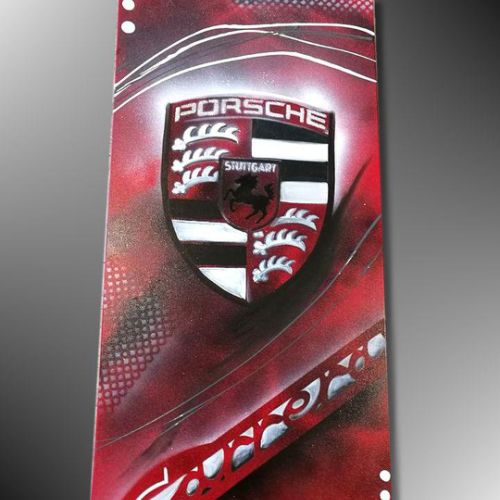 PEINTURE lOGO PORSCHE ROUGE 1 TOILE