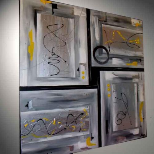 Tableau abstrait grand format gris Multix