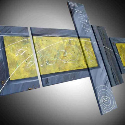 Tableau abstrait gris jaune Limelight