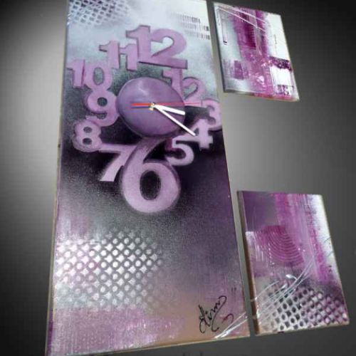 Tableau horloge mauve