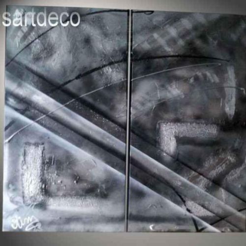 Tableau moderne gris argenté Tube xl