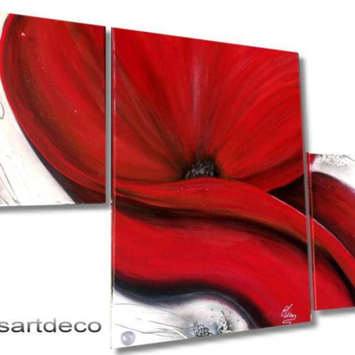 Tableau coquelicot 3 toiles