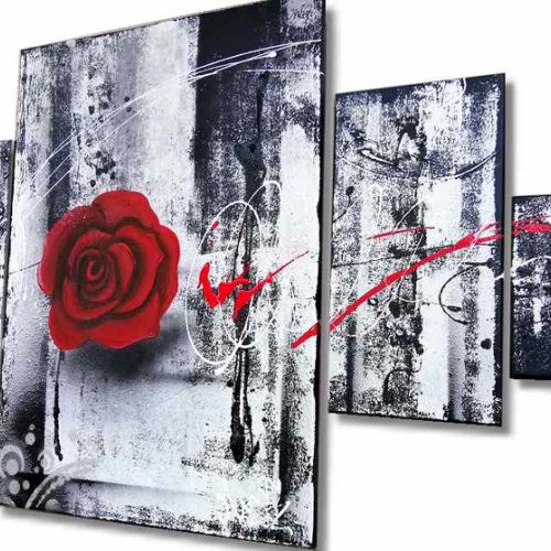 TABLEAU MODERNE ROSE ROUGE